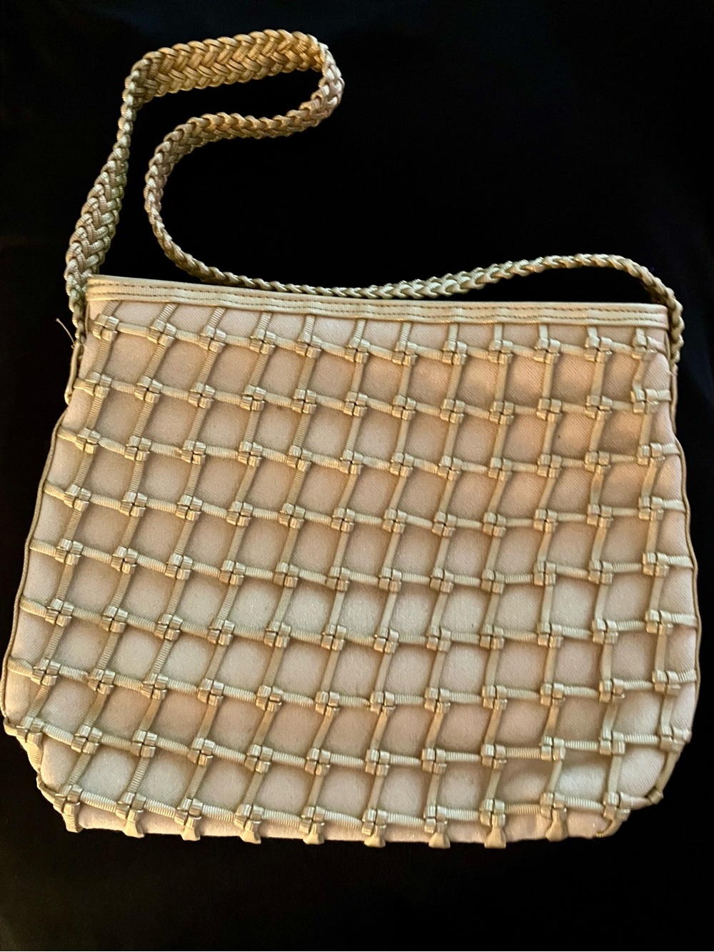 Vintage Tianna Gold Woven Shoulder Bag, New